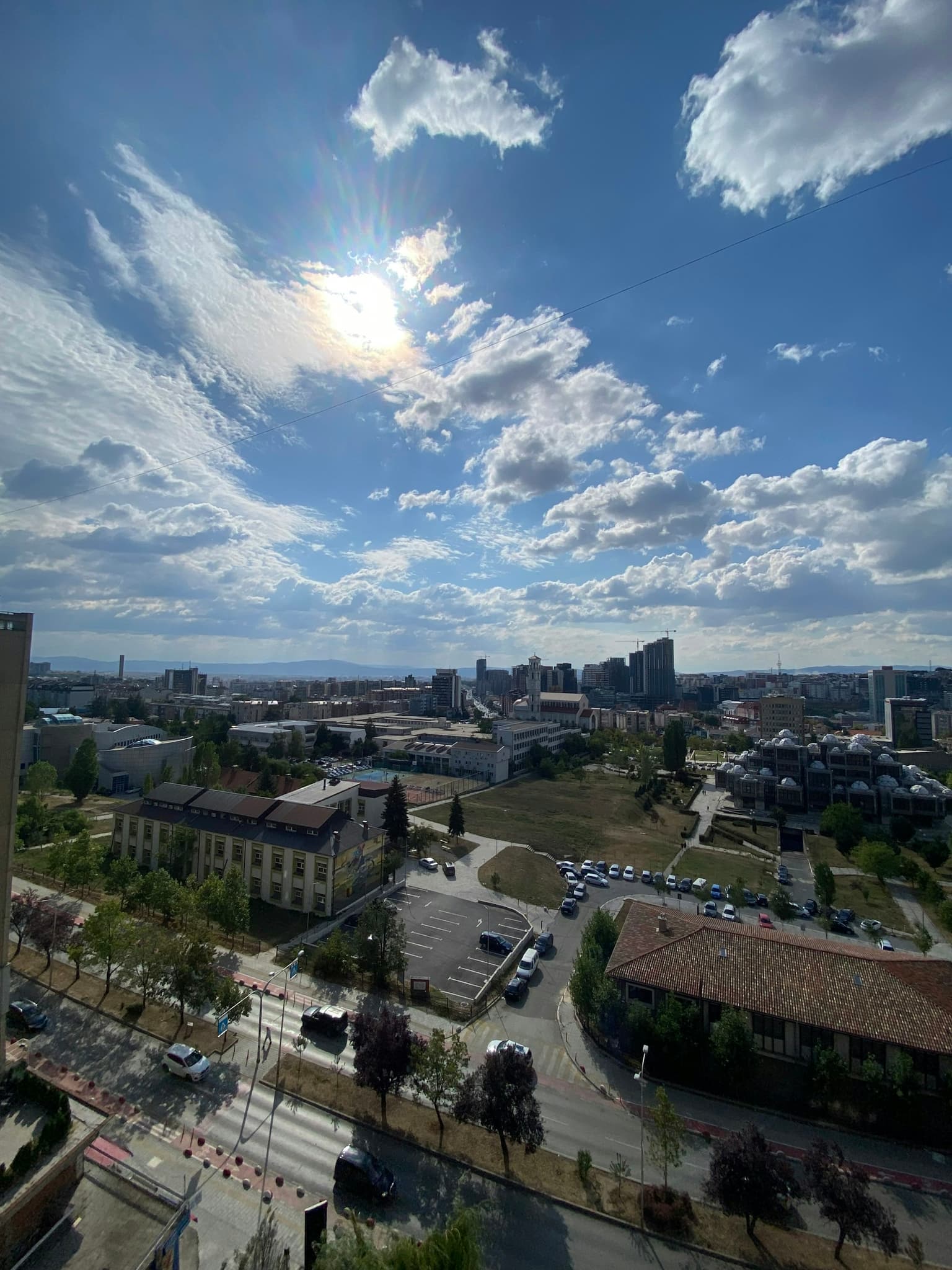 View over the rooftops of Pristina from the top of a building