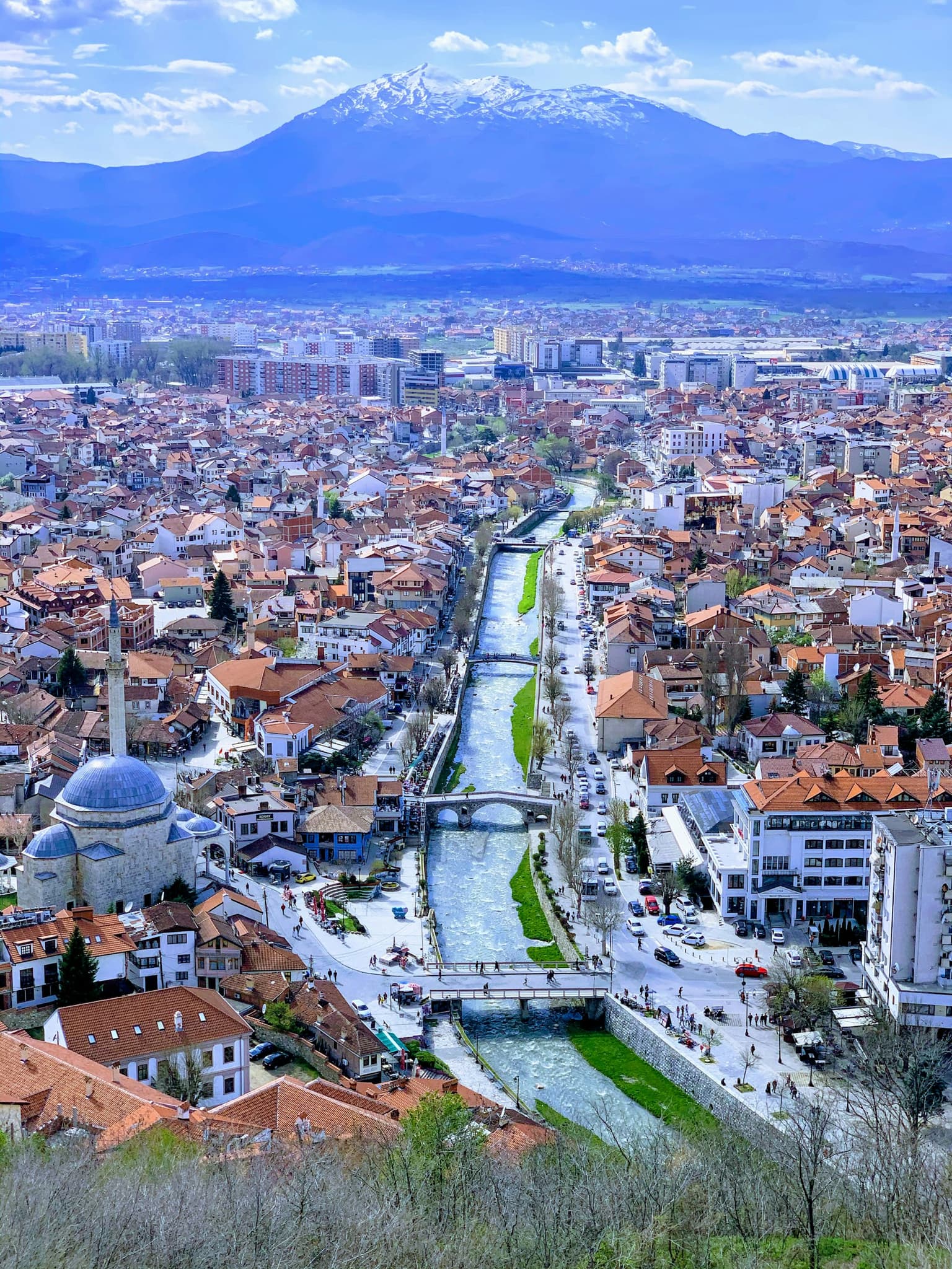 Aerial view of the historic city of Prizren, Kosovo